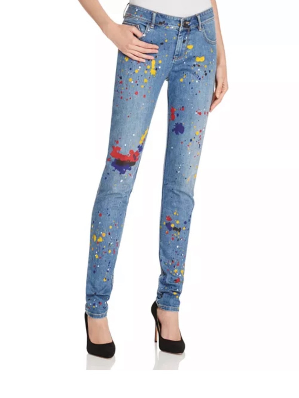 🔥 ALICE + OLIVIA PAINT SPLATTER JEANS – ARTISTIC STATEMENT DENIM 🔥